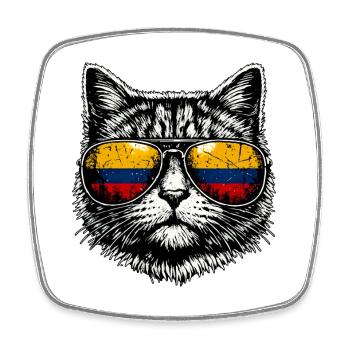 Cat Colombian Flag Colombia - Square fridge magnet - white - Front