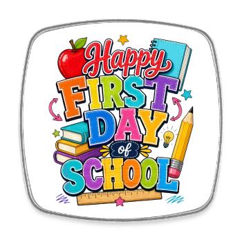 Happy First Day of School Books - Square fridge magnet - white - Front