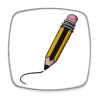 Friendly Kawaii Pencil - Square fridge magnet - white - Front