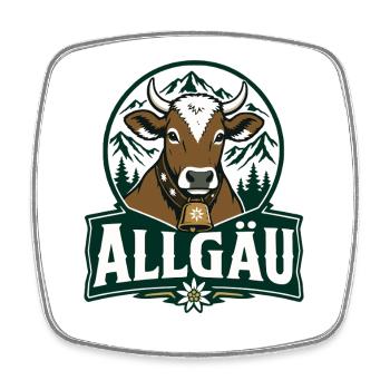 Allgäu Cow Vintage Edelweiss Bavaria Alps - Square fridge magnet - white - Front
