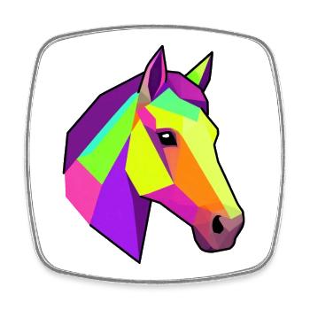 Cheval arc-en-ciel géométrique | Conception des chevaux - Magnet carré - blanc - Devant