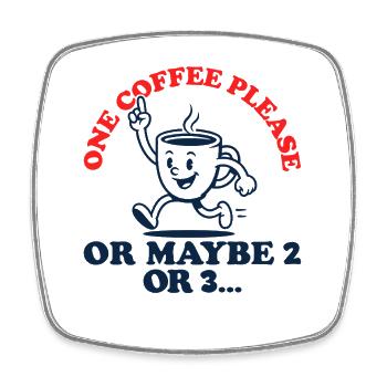 Tasse à café rétro Coffee S’il vous plaît - Magnet carré - blanc - Devant