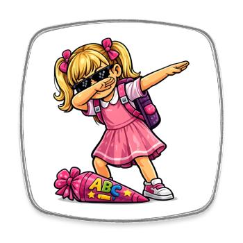Dabbing ABC-Schützin (blond) - Viereckiger Kühlschrankmagnet - Weiß - Vorne