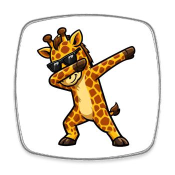 Dabbing Giraffe - Square fridge magnet - white - Front