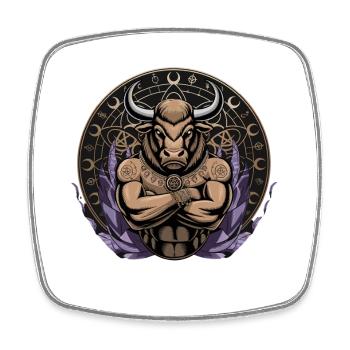  Mystischer Stier Zodiac Taurus Esoterik Symbol - Viereckiger Kühlschrankmagnet - Weiß - Vorne