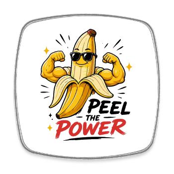 Peel The Power Drôle Muscle Banana Fitness - Magnet carré - blanc - Devant