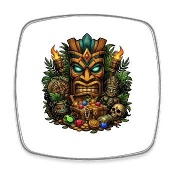 Tiki Treasure Mask with Jewels - Square fridge magnet - white - Front