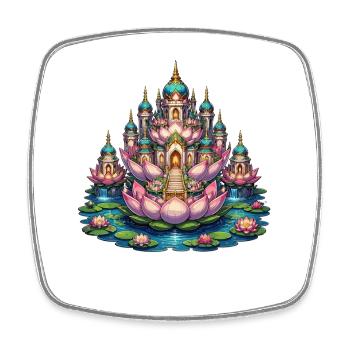 Lotus Temple Palace in the water - Square fridge magnet - white - Front