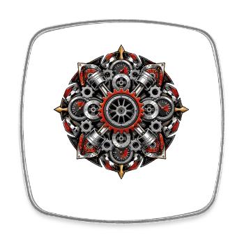 Gear Mandala of Screw Art - Square fridge magnet - white - Front