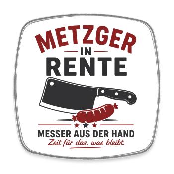 Metzger in Rente – Hackebeil & Wurst – Geschenk - Viereckiger Kühlschrankmagnet - Weiß - Vorne