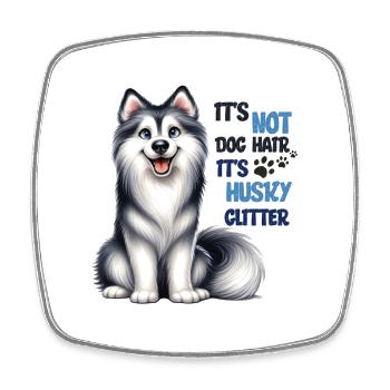 Husky Glitter Funny Husky Dog Lover Design Merch - Square fridge magnet - white - Front