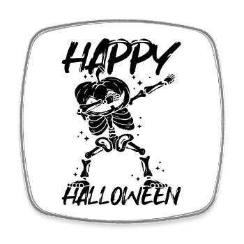 Halloween Skeleton Halloween Pumpkin dab dance - Square fridge magnet - white - Front