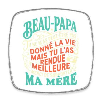 Beau-Papa Humour Cadeau Fête Des Pères Retro - Magnet carré - blanc - Devant