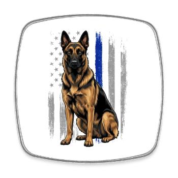 Belgian Malinois Blue Line US Flag - Square fridge magnet - white - Front