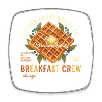 Breakfast Crew Funny Brunch Coffee Pancake Bacon - Square fridge magnet - white - Front