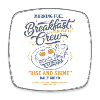 Breakfast Funny Brunch Coffee Bacon Pancake Food - Square fridge magnet - white - Front
