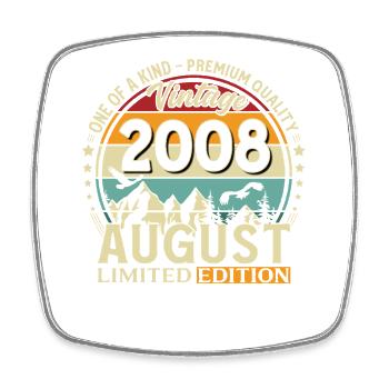 18. Geburtstag Geschenk Mann Original 2008 August - Viereckiger Kühlschrankmagnet - Weiß - Vorne