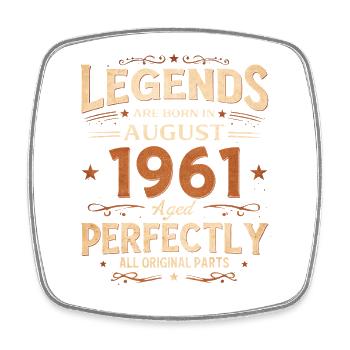 65. Geburtstag Geschenk Mann Legende August 1961 - Viereckiger Kühlschrankmagnet - Weiß - Vorne