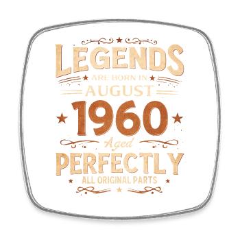 66. Geburtstag Geschenk Mann Legende August 1960 - Viereckiger Kühlschrankmagnet - Weiß - Vorne