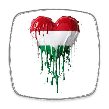 Heart with Hungarian flag - Square fridge magnet - white - Front