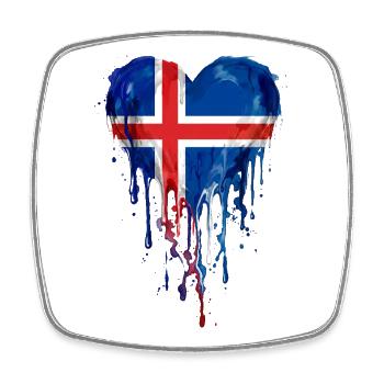 Iceland Nordic Heart Flag Watercolor Painting - Square fridge magnet - white - Front