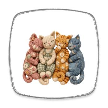 Crochet Cat Lover Gift - Square fridge magnet - white - Front