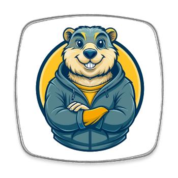 Marmot Kawaii Maskottchen Cartoon Clipart Logo - Viereckiger Kühlschrankmagnet - Weiß - Vorne