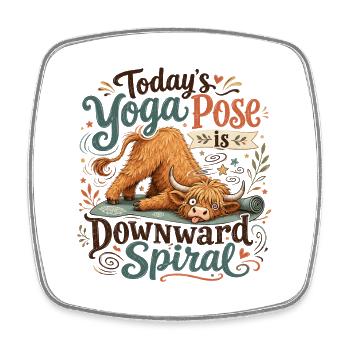 Spirale descendante de la vache de yoga - Magnet carré - blanc - Devant