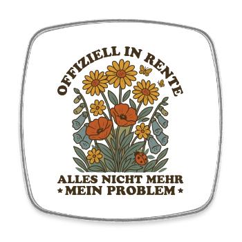 Rentnerin Retro Wildblumen Abschied Rente - Viereckiger Kühlschrankmagnet - Weiß - Vorne