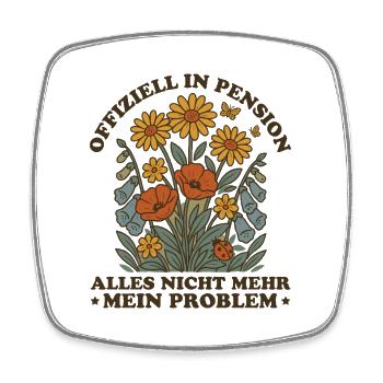 Pensionärin Retro Wildblumen Abschied Pension - Viereckiger Kühlschrankmagnet - Weiß - Vorne