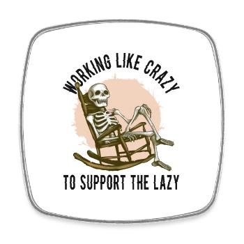 Working Like Crazy – Skelett Humor - Viereckiger Kühlschrankmagnet - Weiß - Vorne