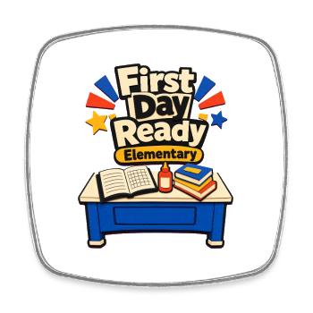 First Day of School Elementary Teacher Meet the Te - Square fridge magnet - white - Front