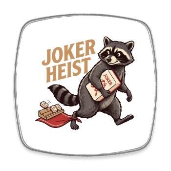 Le braquage du Joker de Mahjong Raccoon - Magnet carré - blanc - Devant