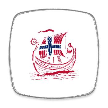 Norvège des fjords Norge Navire scandinave ro-viking - Magnet carré - blanc - Devant