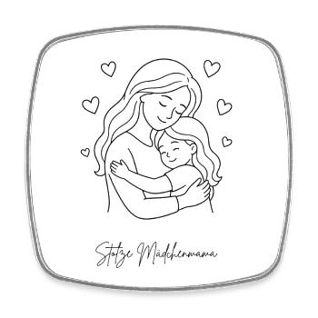 Stolze Mädchenmama Geschenk - Viereckiger Kühlschrankmagnet - Weiß - Vorne