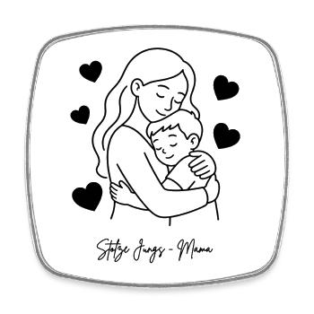 Stolze Jungs-Mama Geschenk - Viereckiger Kühlschrankmagnet - Weiß - Vorne