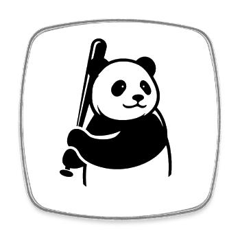 Minimalistische Panda-Bär Baseballspieler - Viereckiger Kühlschrankmagnet - Weiß - Vorne