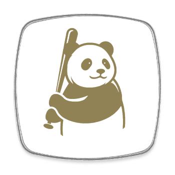 Minimalist Panda Bear Baseball Player - Square fridge magnet - white - Front