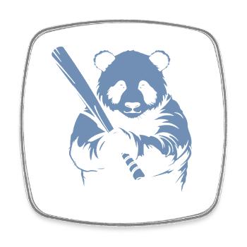 Minimalistische Panda Baseballspieler Silhouette - Viereckiger Kühlschrankmagnet - Weiß - Vorne