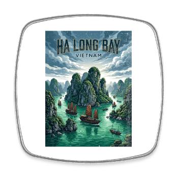 Baie de Ha Long, Vietnam - Magnet carré - blanc - Devant