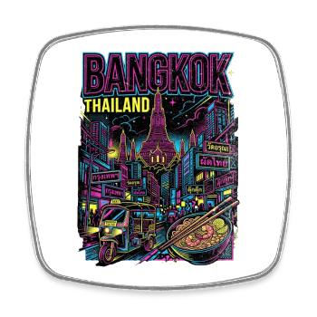 Bangkok NeonstadtThailand Signage & Streetfood - Viereckiger Kühlschrankmagnet - Weiß - Vorne