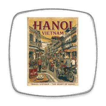 Coucher de soleil à Hanoï Vietnam - Magnet carré - blanc - Devant