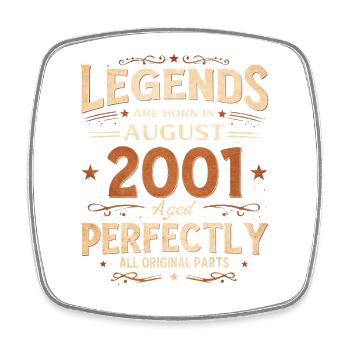 25. Geburtstag Geschenk Mann Legende August 2001 - Viereckiger Kühlschrankmagnet - Weiß - Vorne
