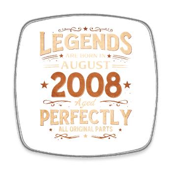 18. Geburtstag Geschenk Mann Legende August 2008 - Viereckiger Kühlschrankmagnet - Weiß - Vorne