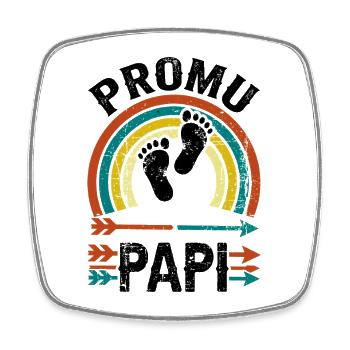 Promoted Grandpa Gift Retro Pregnancy Announcement - Square fridge magnet - white - Front