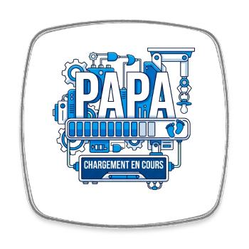 Papa Chargement En Cours 2026 Cadeau Futur Papa - Magnet carré - blanc - Devant