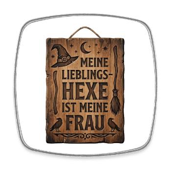 Lieblingshexe Holzschild Hexe Frau - Viereckiger Kühlschrankmagnet - Weiß - Vorne