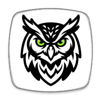 Mascotte hibou Logo E Sport - Magnet carré - blanc - Devant