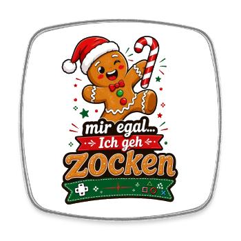 Mir egal Ich geh Zocken Lebkuchen Gamer Weihnachte - Viereckiger Kühlschrankmagnet - Weiß - Vorne