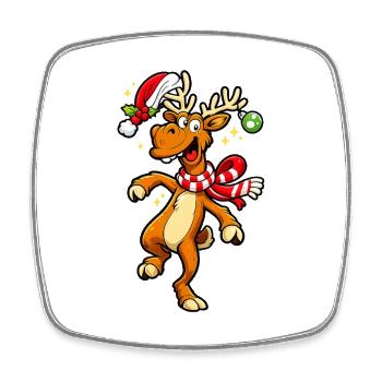 Orignal de Noël dansant dansant drôle de renne - Magnet carré - blanc - Devant